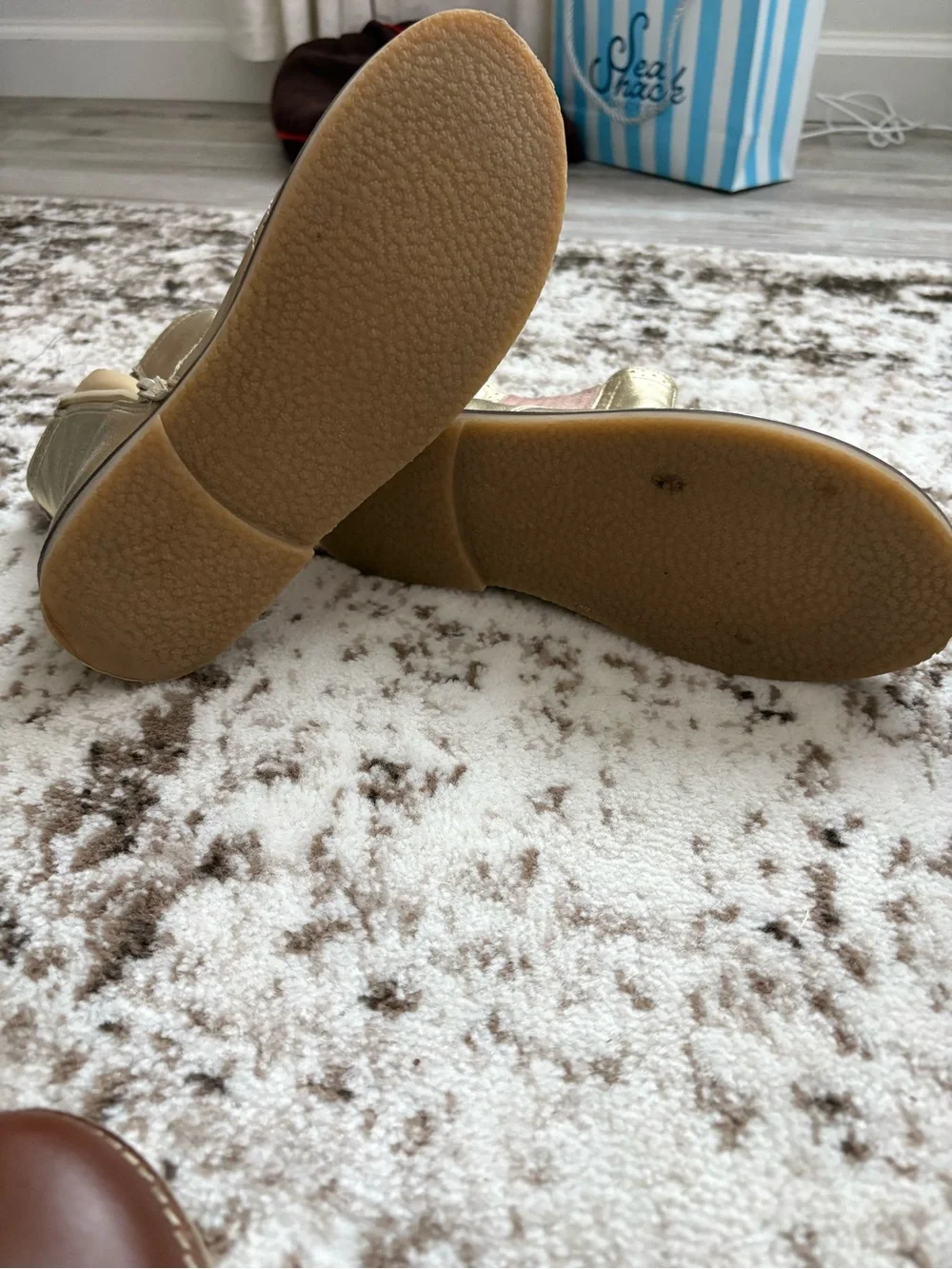 Mini Boden Brown Kids Chelsea Boots with Rainbow Glitter Panel